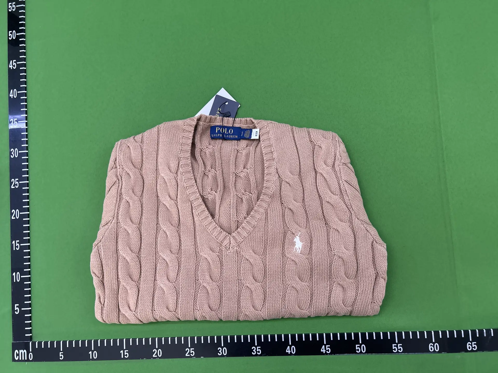 Classic Pure Cotton Knit V-Neck Cable Sweater with Embroidered Pony Logo, Long-Sleeve Jacket for Women, Available in Plus Sizes for Spring and Autumn
