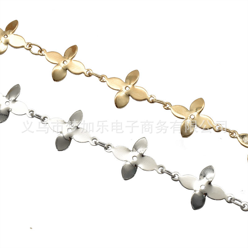 DIY jewelry chain pure copper color retaining four-leaf clover direct hand chain tassel necklace clothing accessories