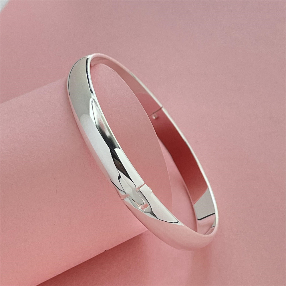 Foreign trade export silver-plated flat line smooth bracelet net red popular in stock supply bracelet in stock wholesale