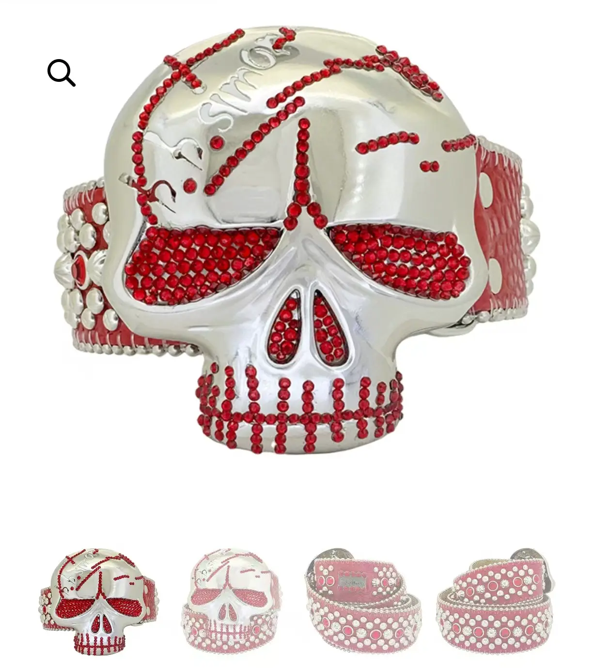 Ghost Head Diamond Belt, Qing Ding Punk Style, Motorcycle Belt.