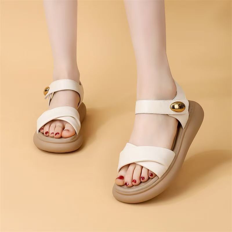 Roman Sandals for Women, Summer Outdoor Wear, 2026 New Model, Sporty Flat Mom Beach Shoes, Soft Sole, Lightweight, Comfortable on the Feet