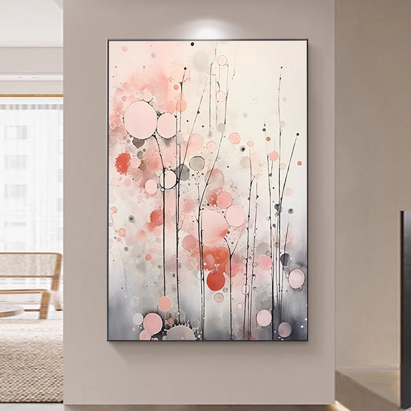 Living room decorative painting abstract wave point pink high-level texture painting mural painting porch sofa background wall painting