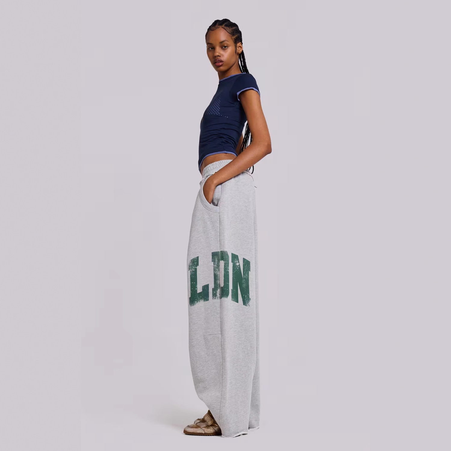 European and American Cross-Border Jade L New Fashion Printed Straight-Leg Casual Sports Pants for Women Baggy Sweatpants