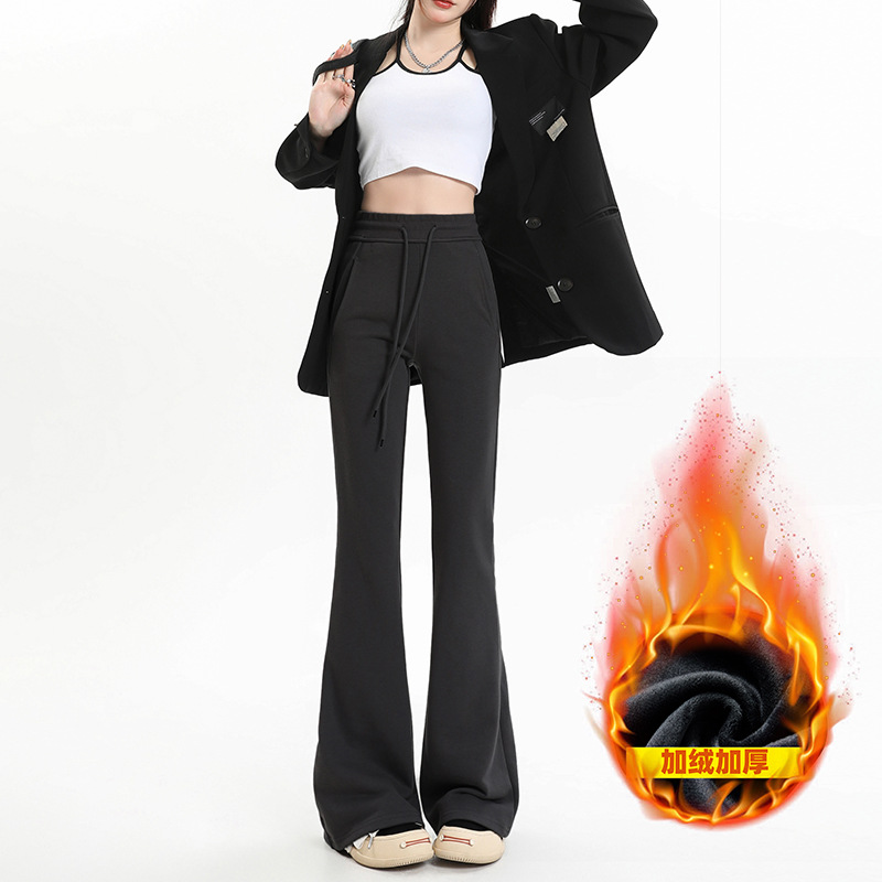 Fleece-Lined Flared Pants for Women, Spring Lulu Style Yoga Wear, Petite Flared Pants for Women, Spring Fleece-Lined Casual Pants for Women