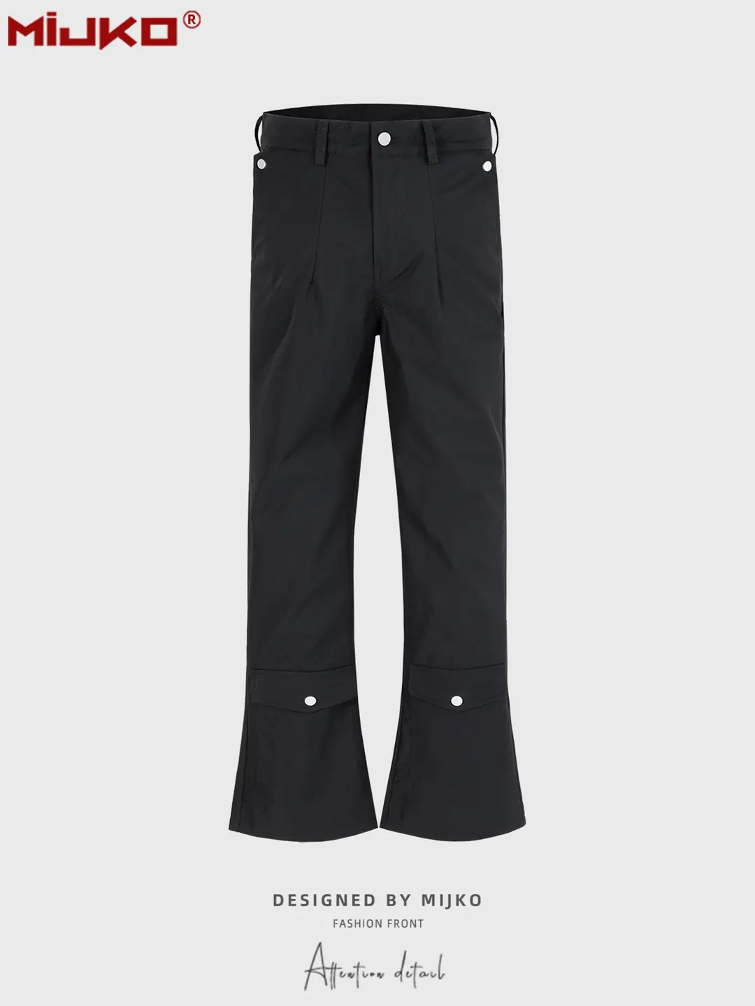 MIJKO men's zipper trousers design trousers men's and women's same style wide-leg black multi-size fashionable casual trousers