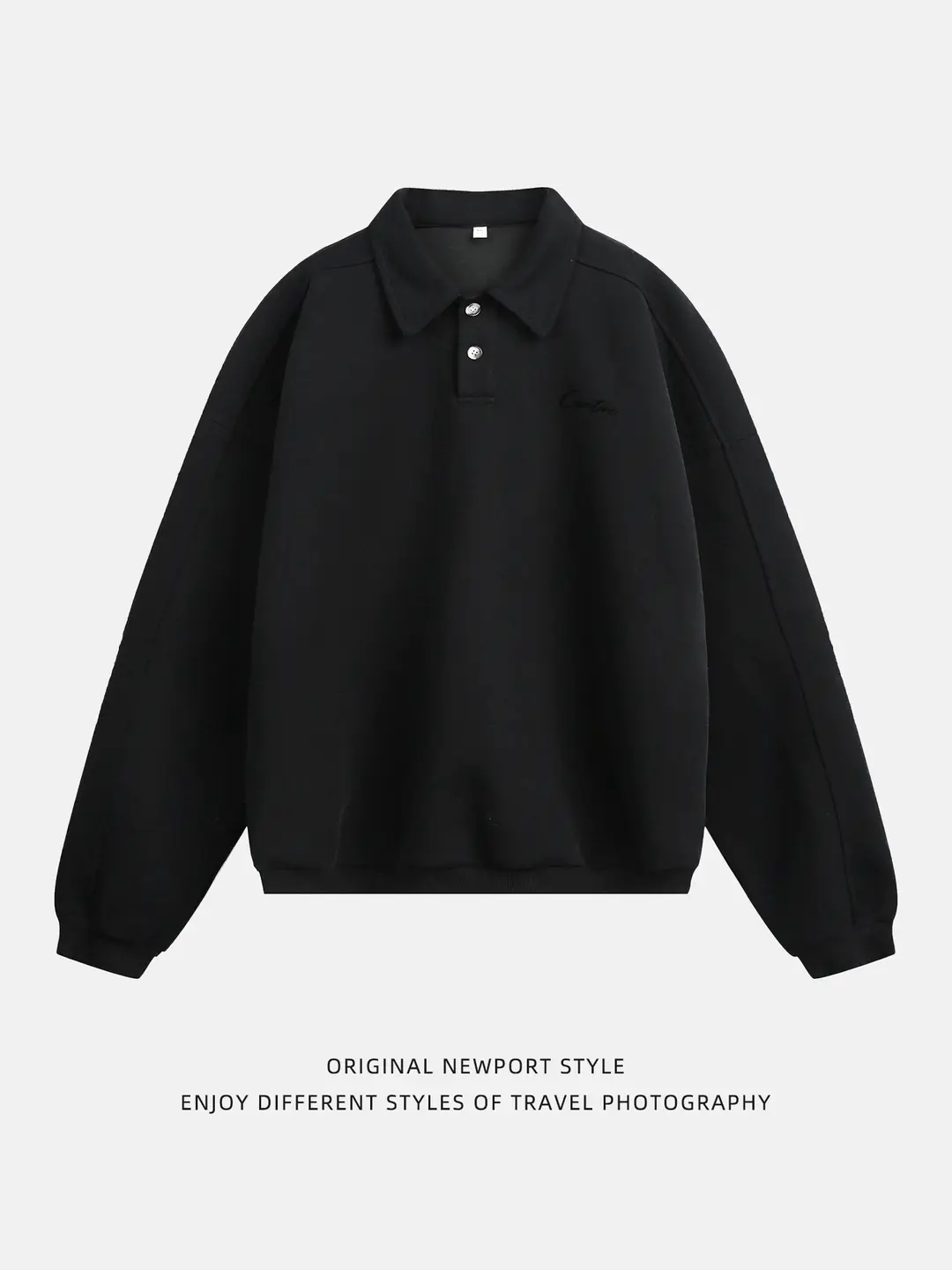 380g Heavyweight Lapel Sweatshirt Men's Autumn Silhouette Loose Accessible Luxury Old Money Retro Long-Sleeved Polo Pullover Jacket
