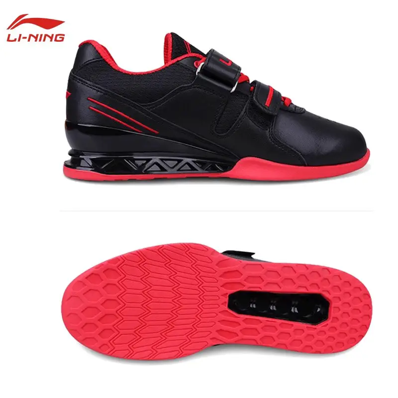 Li Ning Squat Shoes Men's Weightlifting Shoes Gym Professional Training Squat Deadlift Shoes Women's Indoor Weightlifting Non Slip Flats