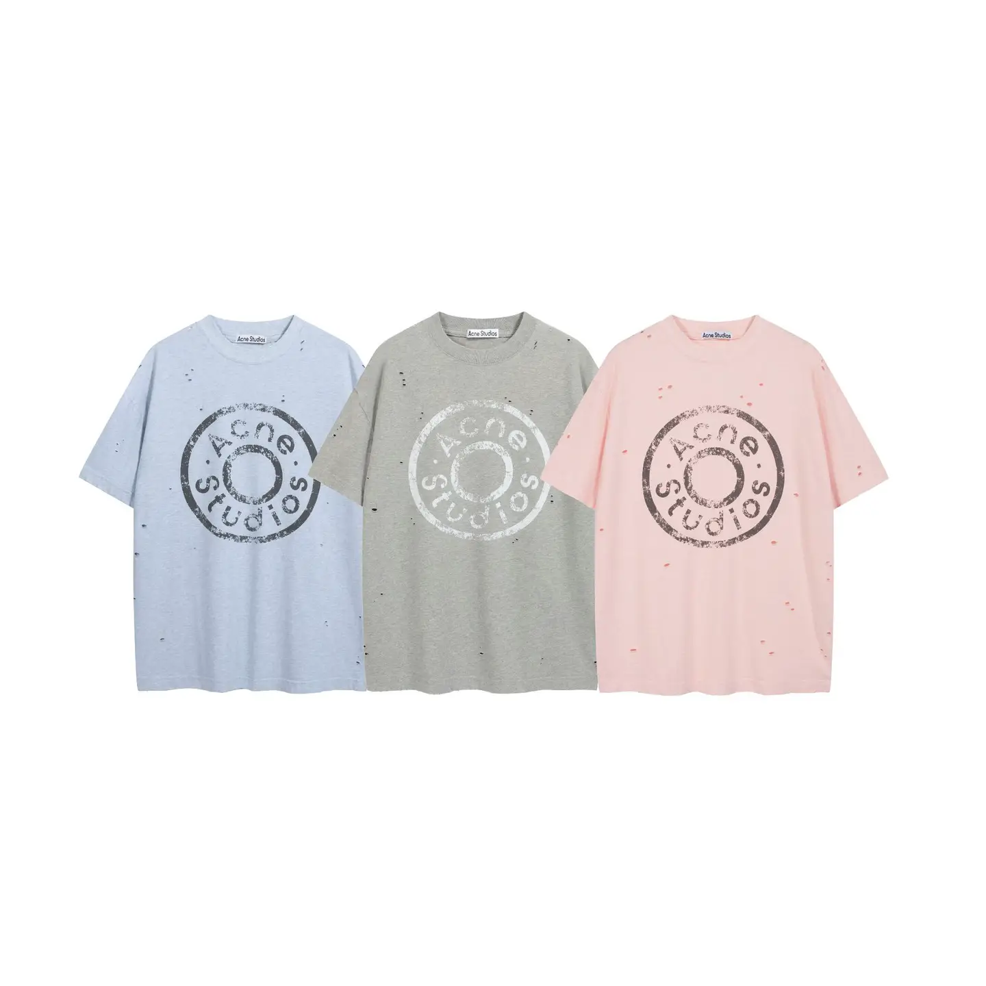 25AC Summer New Ripped LOGO Letter Button Printing Men and Women Couples Loose Trendy T-Shirt Short Sleeve