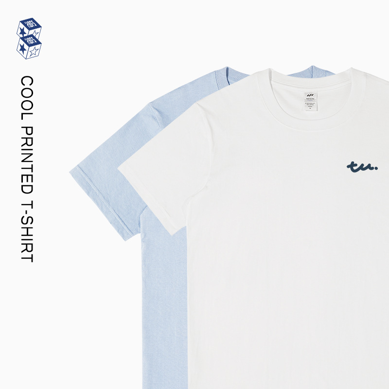Letter TU Simple Trendy Men's Short-sleeved T-shirt Cotton cityboy Student Loose Casual Style Round Neck Men's Clothes