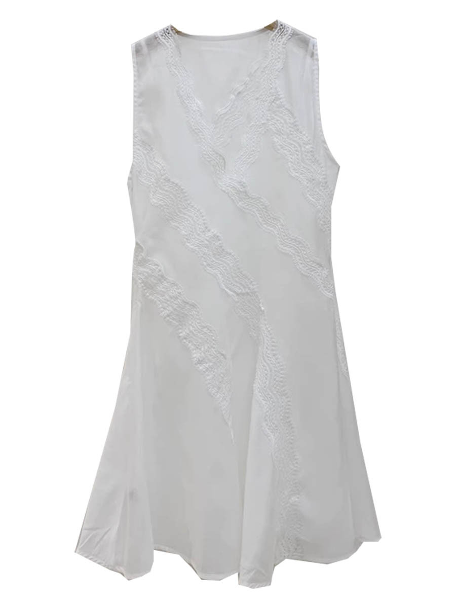 French Style S Single Order 2026 Summer New Lace Patchwork White Long Dress Elegant Sweet Style Light and Airy V-Neck Waist-Cinching Long Dress