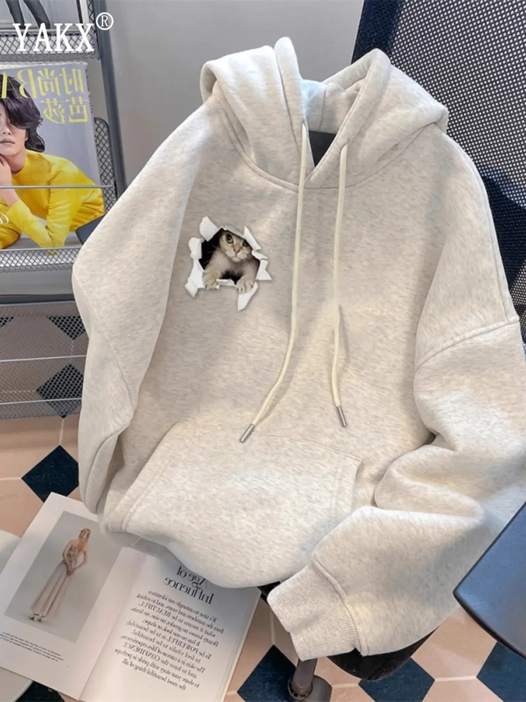Classy Gray Hooded Sweatshirt Men 2025 New arrival Spring & Fall Winter lazy style Outwear Men's Fleece-lined Tops
