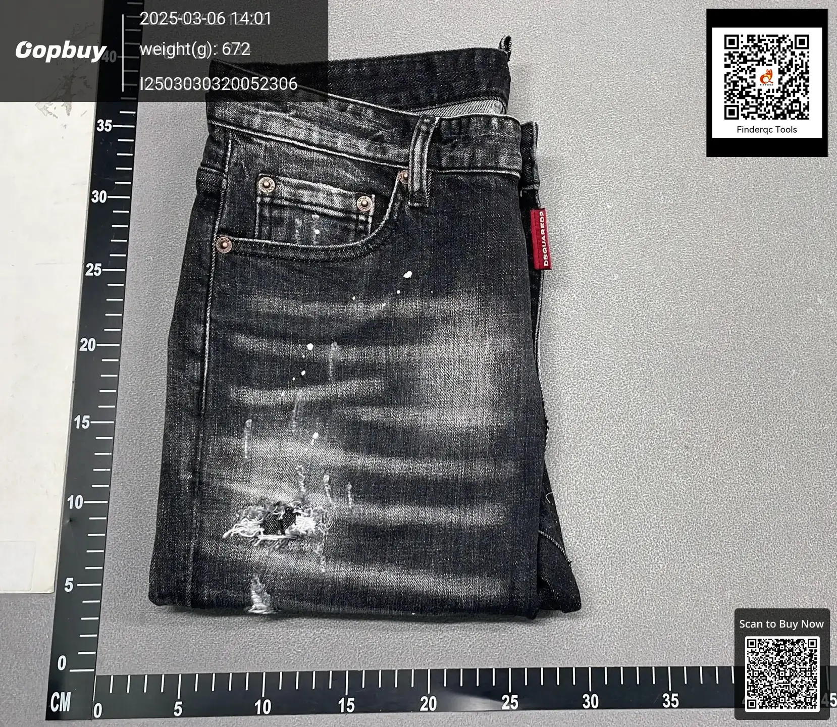 Dsquare Italy Trendy D2 Denim Men's Black Washed Patch Hole Splash Ink Classy silm Skinny Jeans