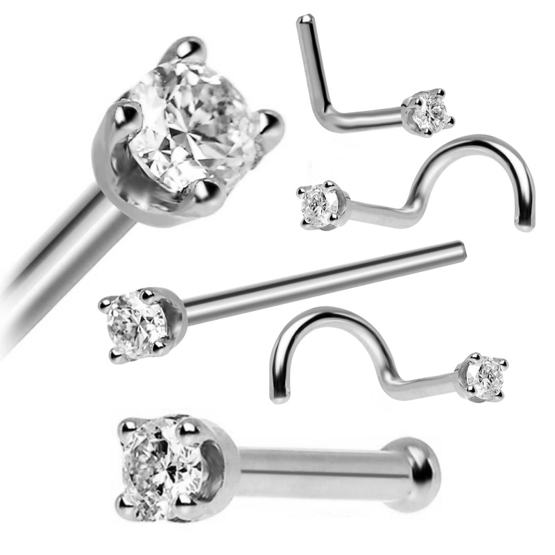 eBay Amazon hot new zircon nose stud 7 words nose ring piercing jewelry 5pcs