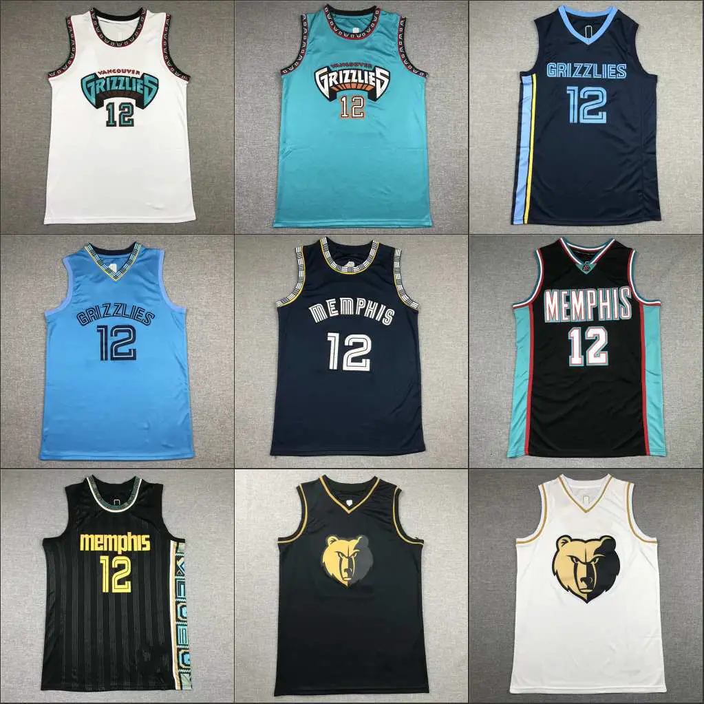 Grizzlies Embroidered Basketball Uniforms Jersey Vest Wholesale White 12 # Morant