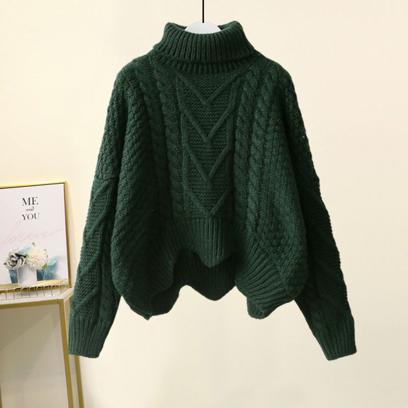 Lazy Style Retro Turtleneck Knitwear 2023 New Autumn and Winter Knitwear Women's Twist Thick Woolen Knitwear Pullover