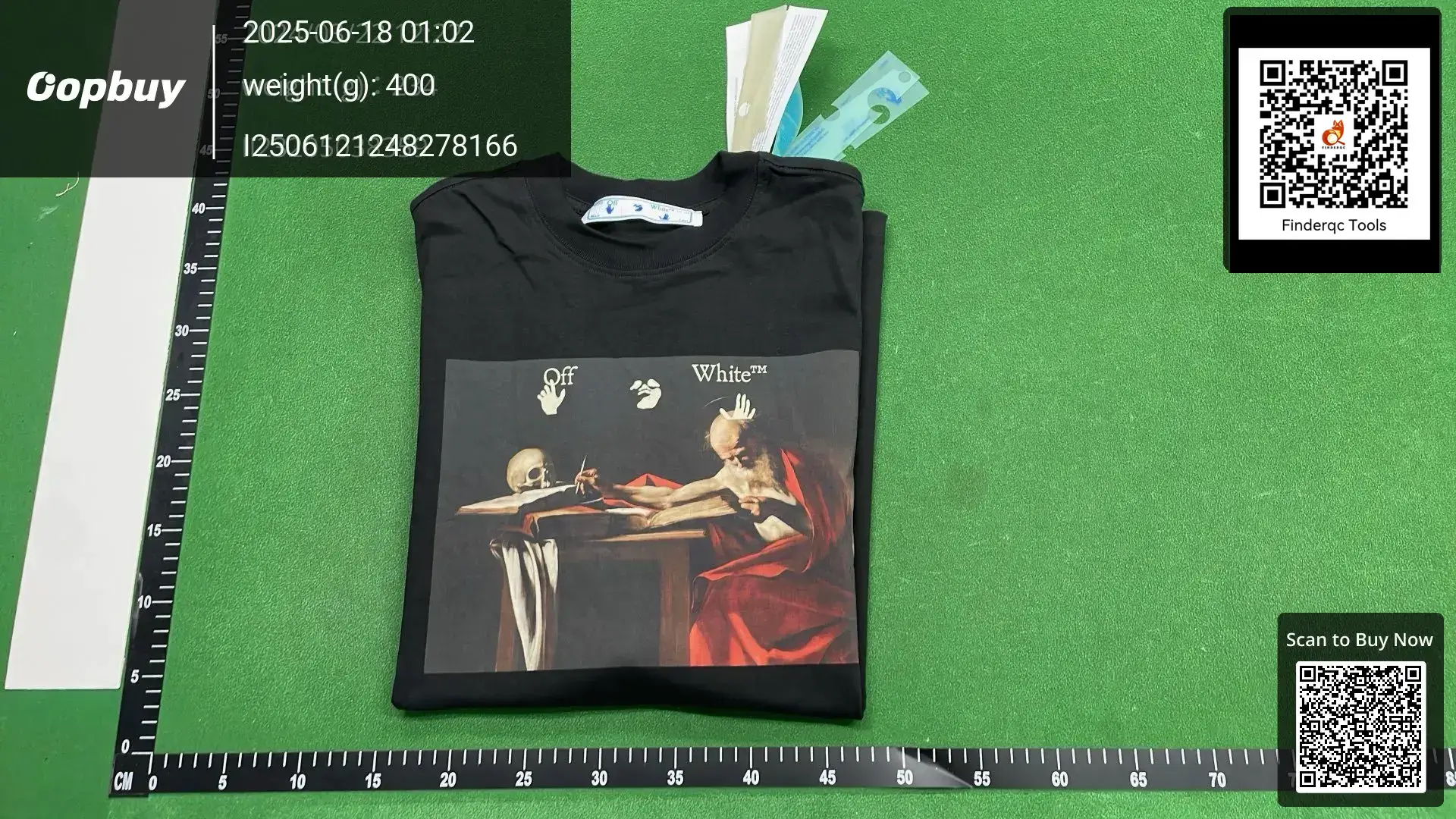 Off-White Black Religious Oil Painting Skull Short Sleeve T-Shirt