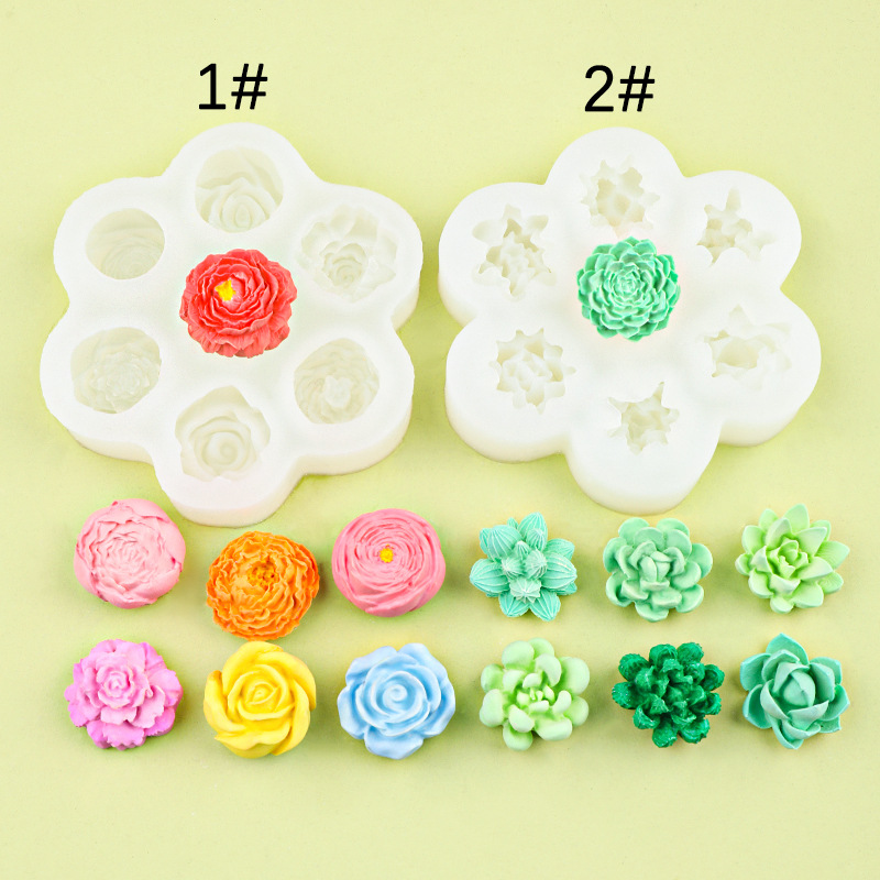 Peony Rose Car Aromatherapy Candle Chocolate Cake Decoration Fleshy Plant Gum Dropping Silicone Mold