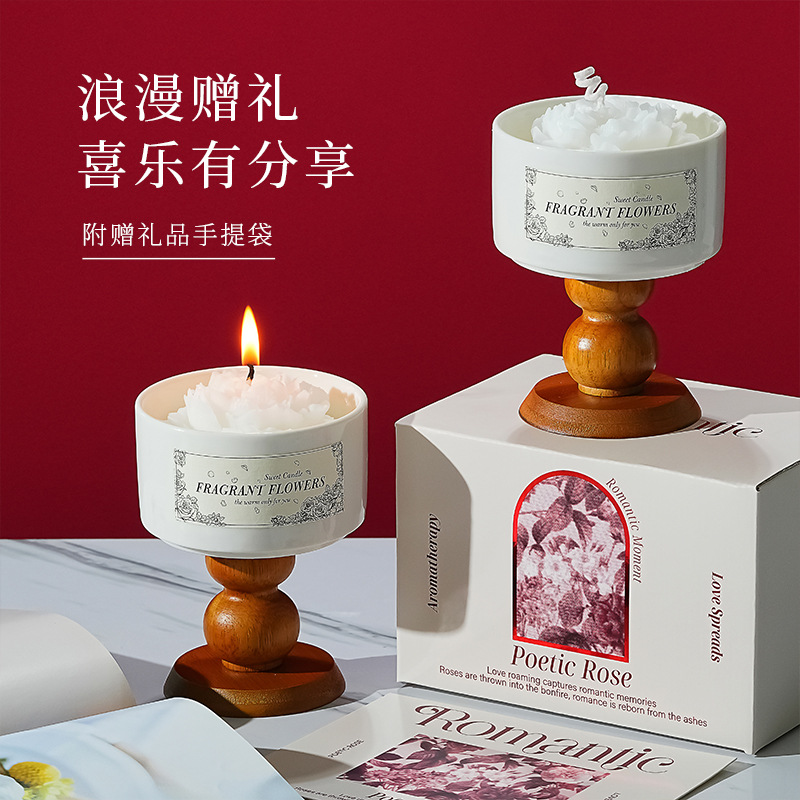 Camellia Scented Candle Gift Box Birthday Wedding Hand Gift for Girl Friends Home Bedroom Fragrance