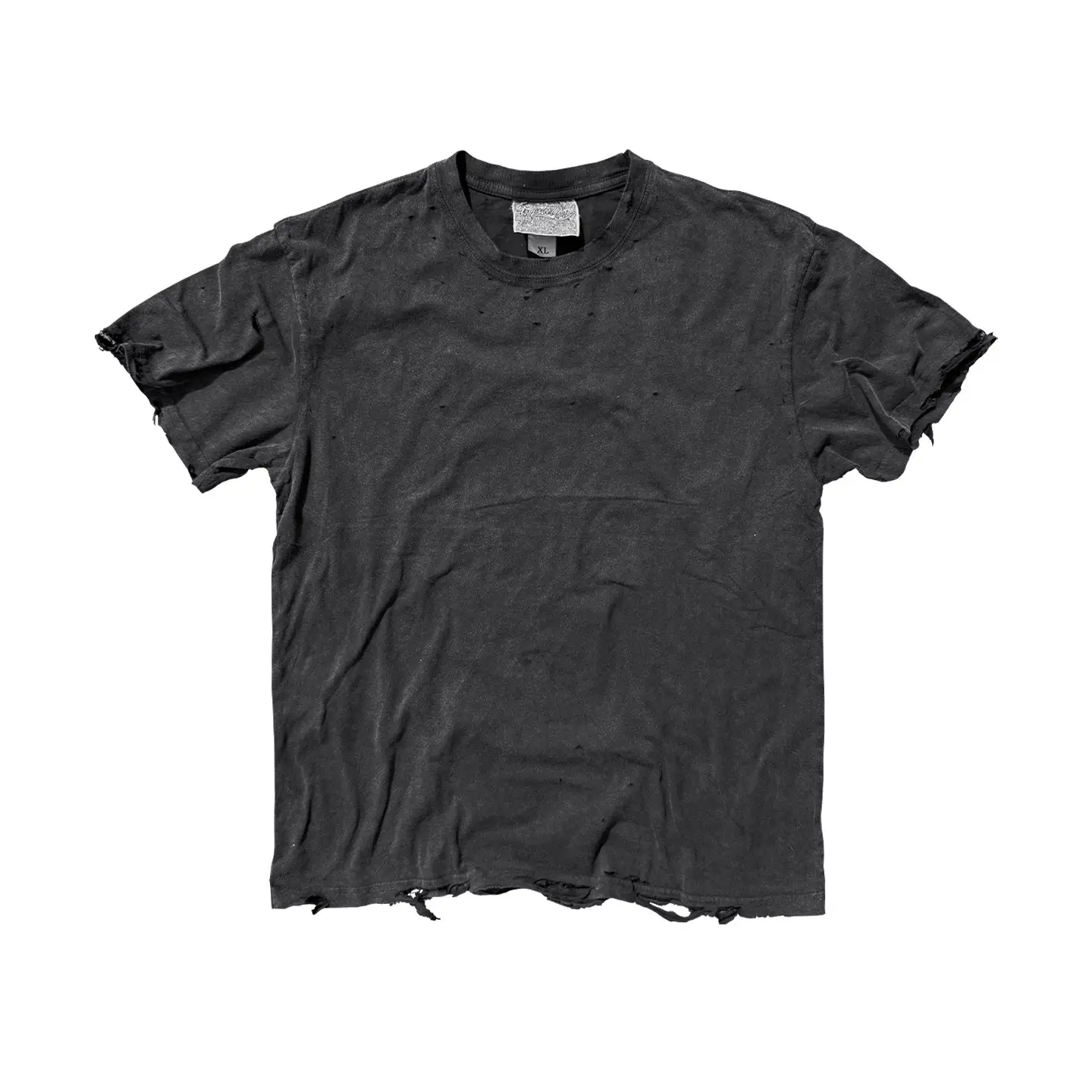 Subculture Punk Outfits, Punk Style, Unique Wasteland Style, Lazy Washed Vintage Distressed Short-Sleeve T-Shirt