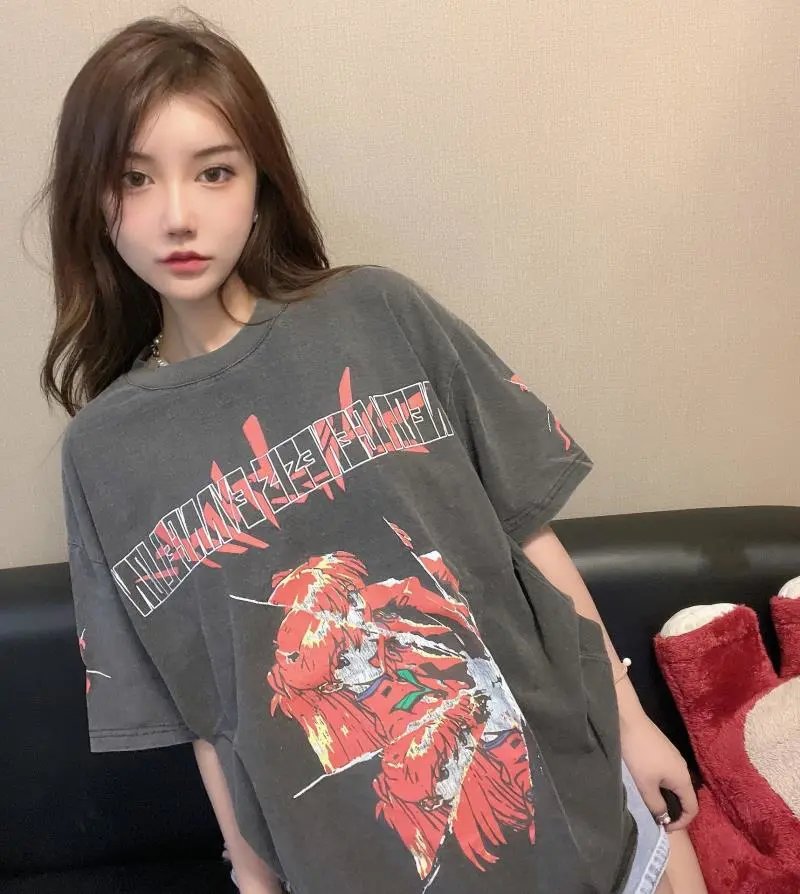动漫复古水洗做旧高街宽松男女短袖t恤-MLMLSPTS0303