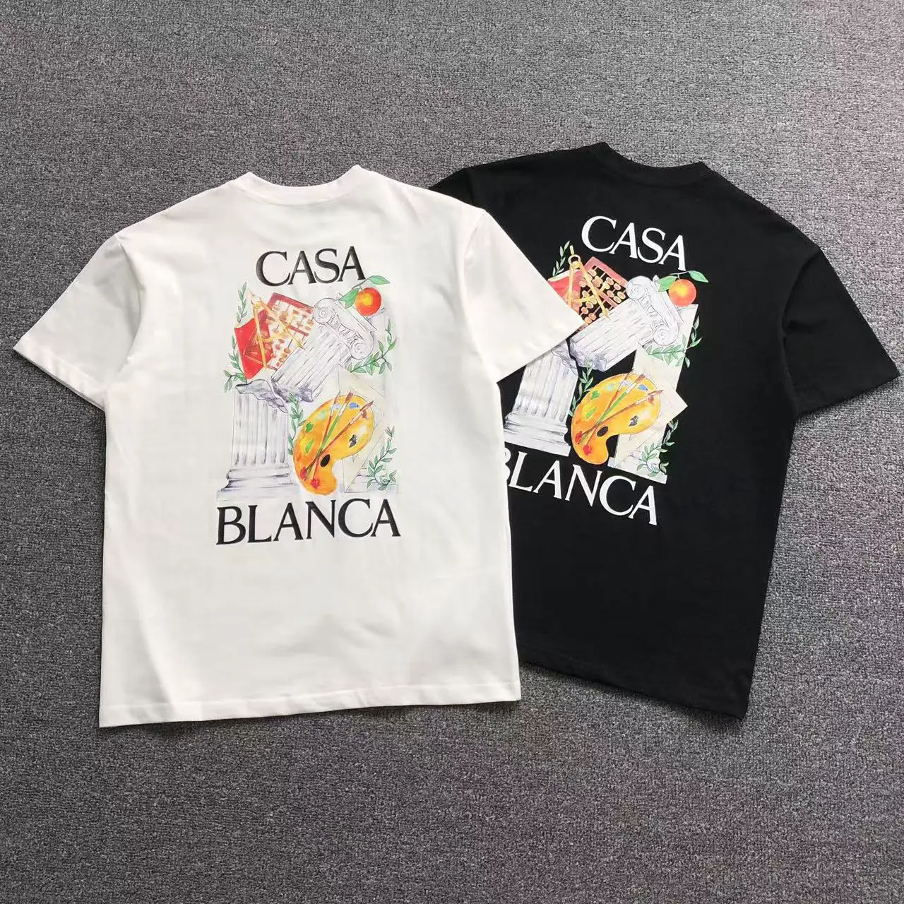 New Casablanca Short-Sleeved Niche Trendy Brand Personalized Blue Fantasy Door Red Letter Casa Printed T-Shirt