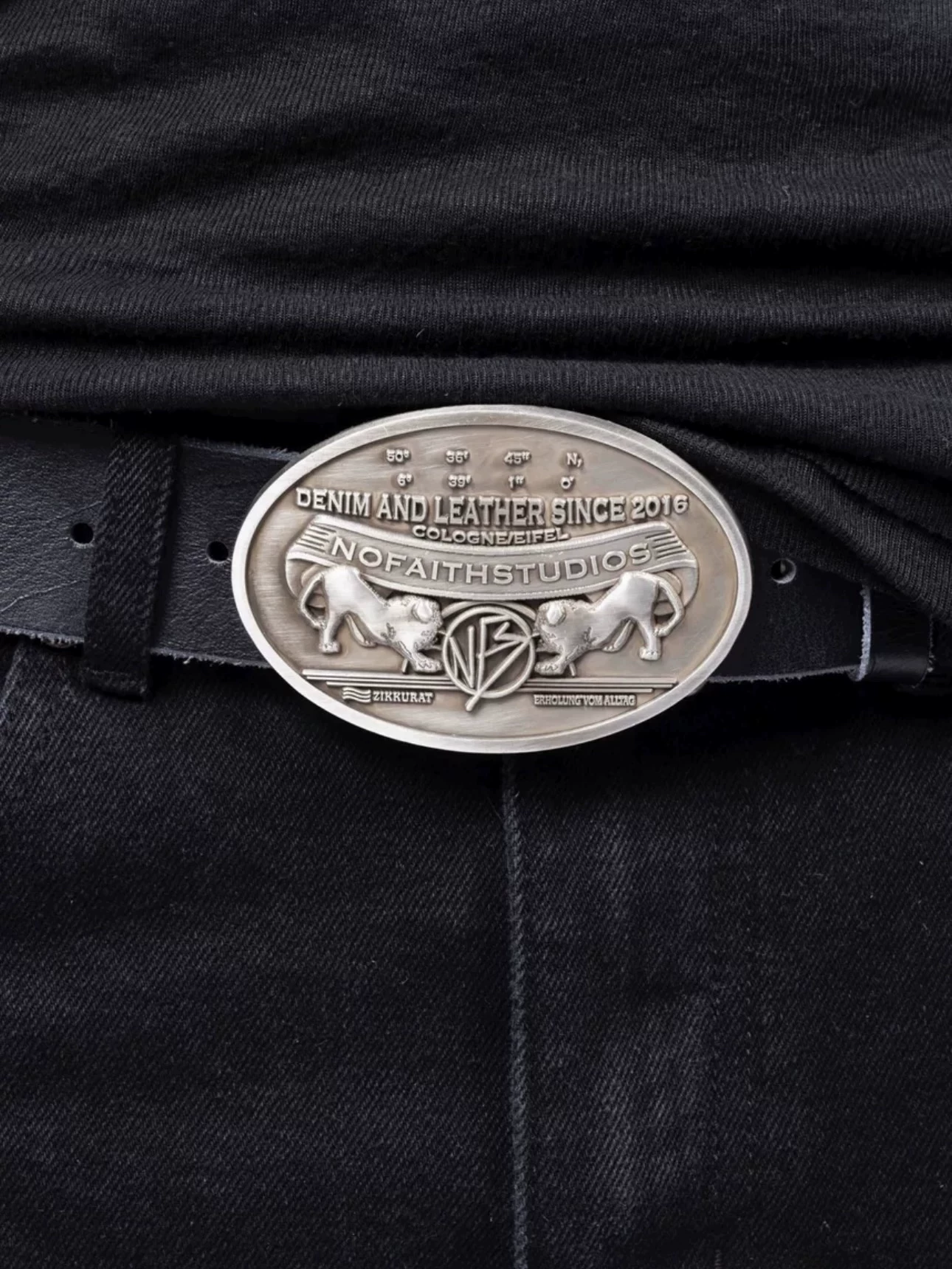 No Faith Studios Leather Hardware Distressed Metal Buckle Genuine Leather Niche Cortis Style Belt