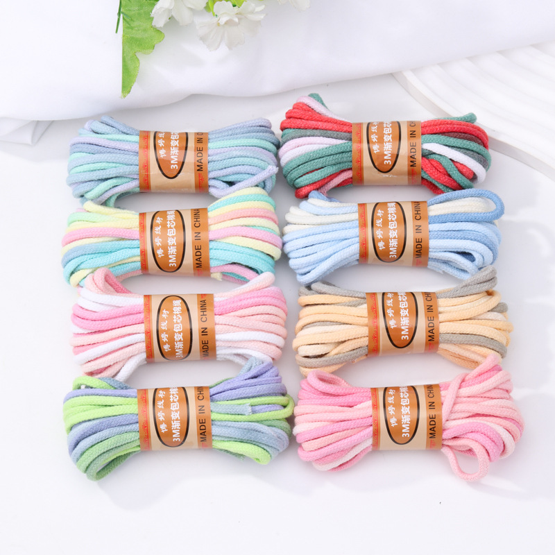 3mm Gradient Color Section Dyed Core-Spun Cotton Thread Hand-Woven DIY Bracelet Hand Rope Men and Women Multicolored Rope Rope