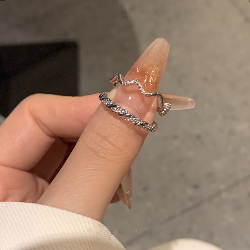 Korean-Style Minimalist Diamond-Encrusted Plain Ring Wholesale, Light Luxury Niche High-End Feel, Stackable Open Ring Set for Women