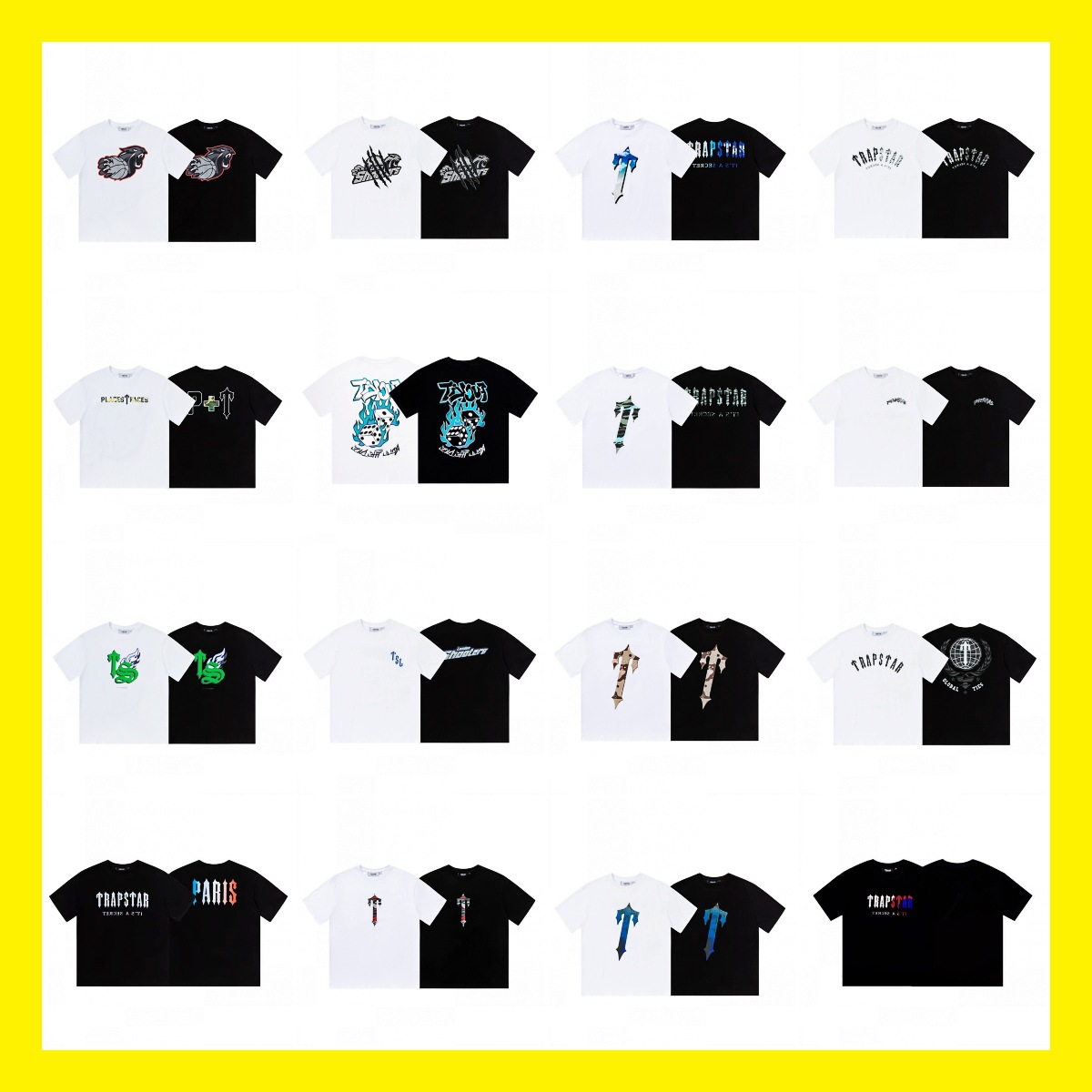 Wholesale trap gradient letter tiger head short sleeve European and American high street fashion brand trap star printed T-shirt loose star