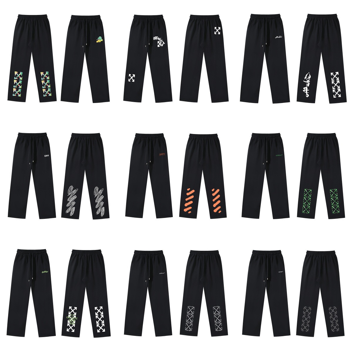 New Off Terry Cotton 400g Heavy Arrow Graffiti Printed Pants Straight Loose Casual Pants Men's and Women's Sweatpants QC-foto från 1688 på Qualit.ly