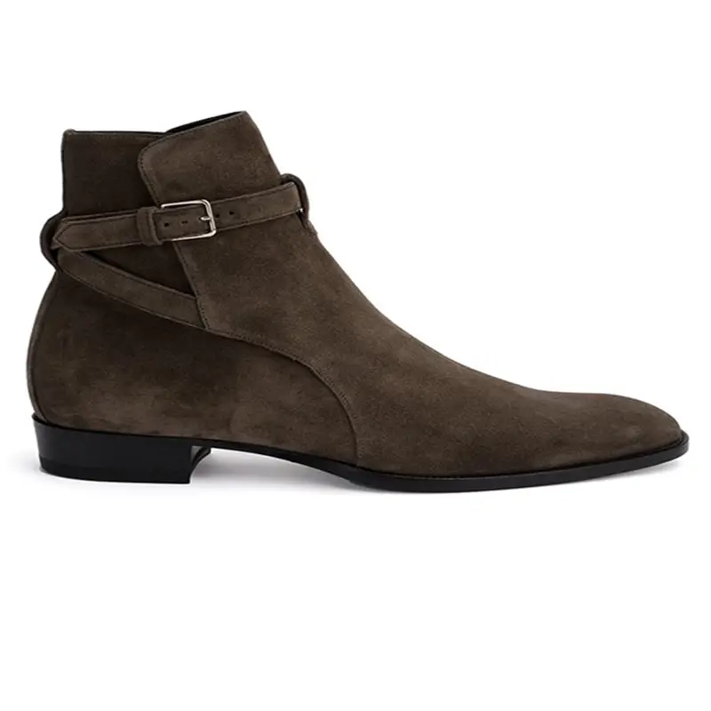 Autumn and Winter Special Offer European and American Trendy Chelsea Men's Buckle Pointed Toe Personalized Mid-Calf Korean Style Denim Martin Boots