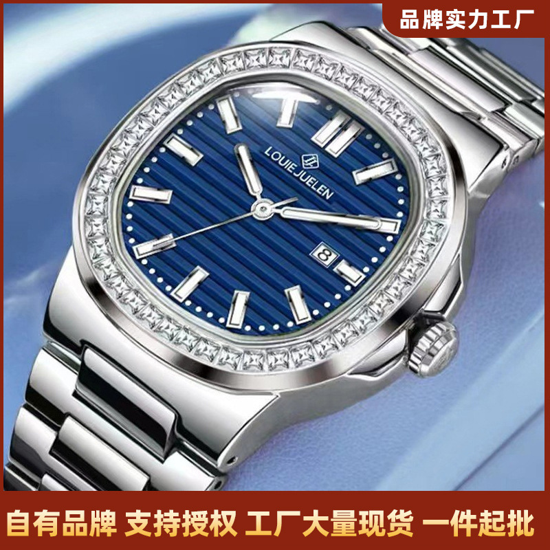 Louie Juelen New Product Men's Business Fashion Large Dial Fake Mechanical Cross-Border Quartz Watch