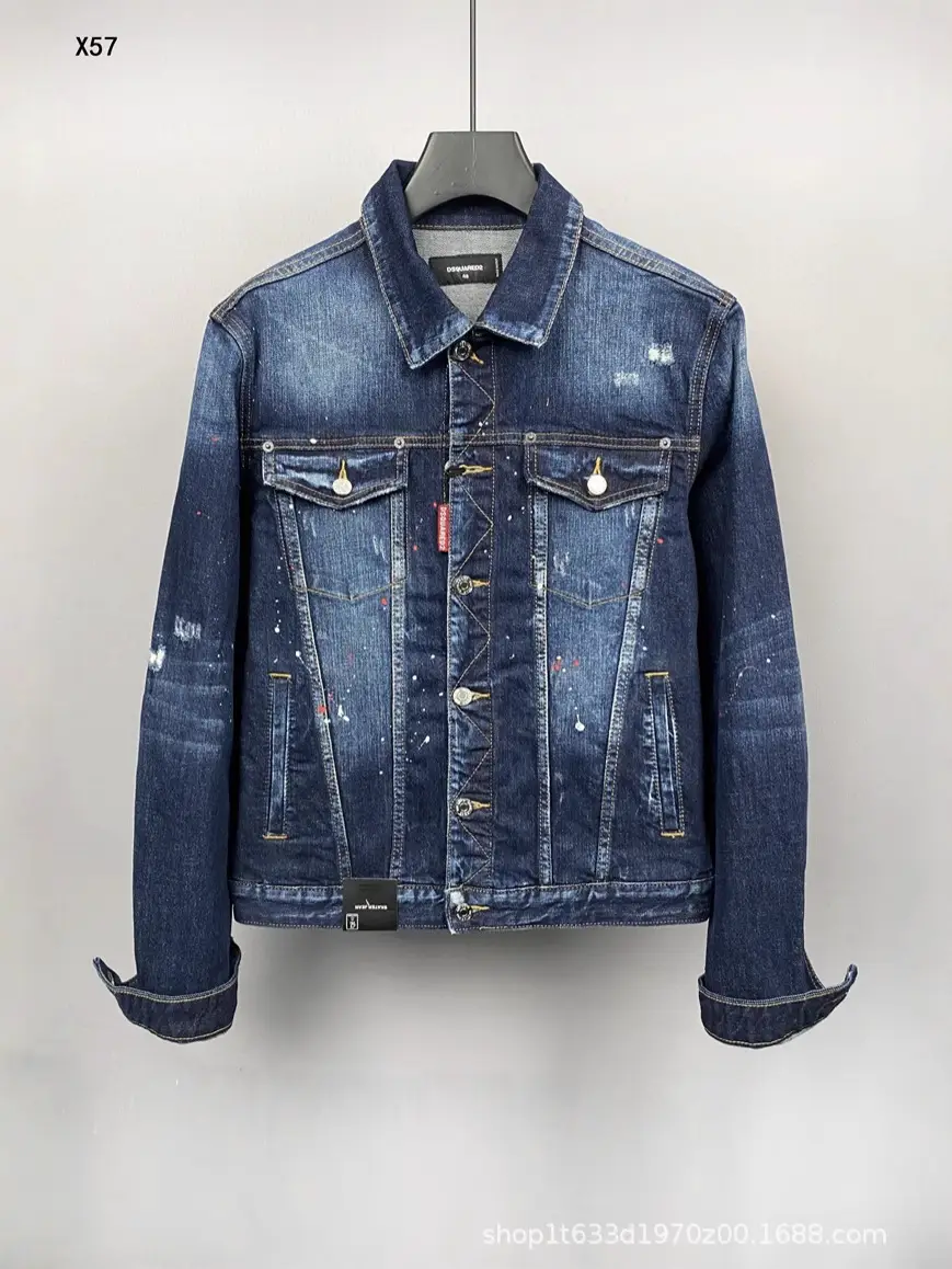 X57 Slim Fit Denim Jacket D2 Men's Denim Button Trendy Washed Casual Jacket Cardigan Coat