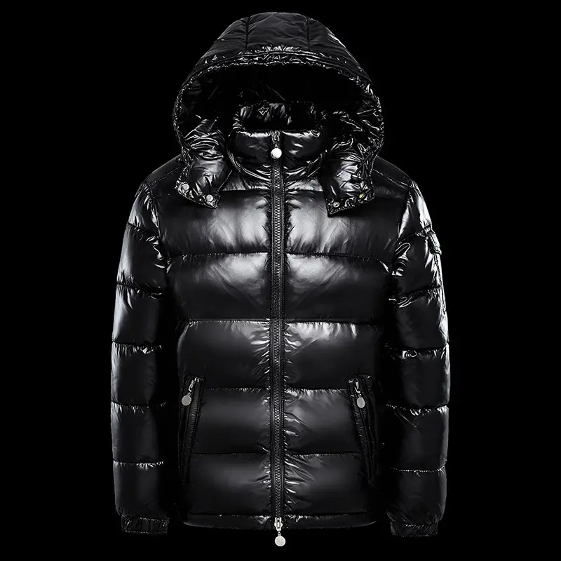 Down and Cotton Jacket Winter Glossy Hooded Thickened down Cotton Coat for Men and Women Couples