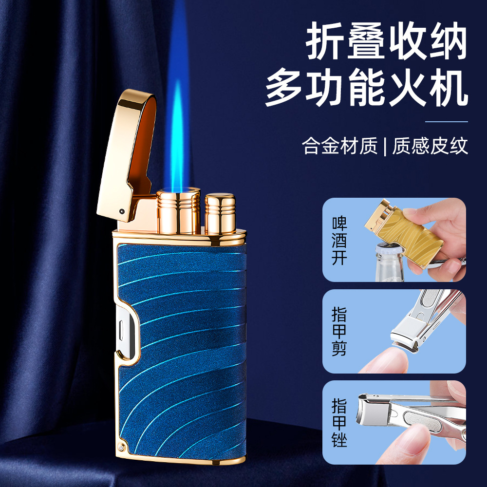 Hf8807 Multifunctional Direct Injection Lighter, Bottle Opener, Nail Clipper, Lighter, Tiktok Live Streaming, Dropshipping
