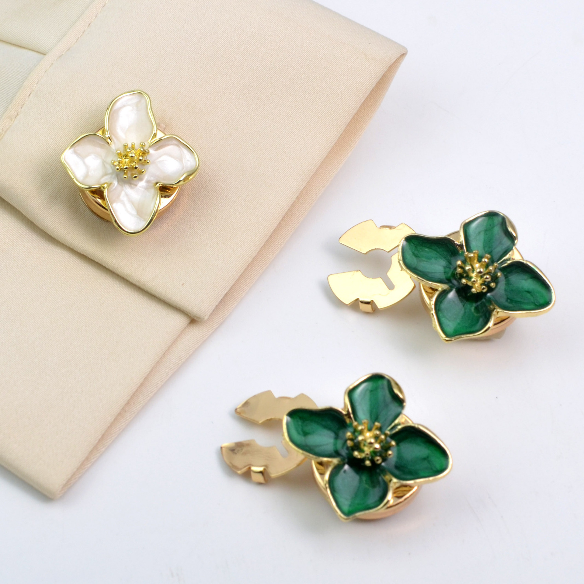 Button Cover Pearl Rhinestone Shirt Cufflink Button Cover Oil-Drip Flower Collar Button Rhinestone Button Cover