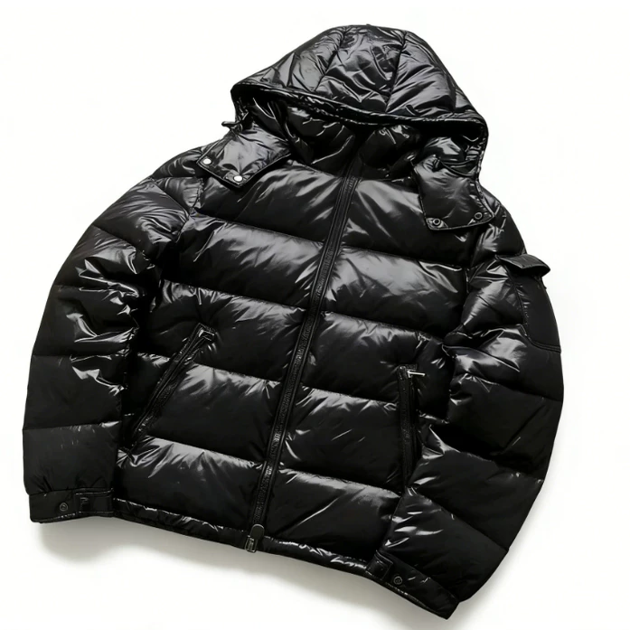 Bottom pointed front rubber black diagonal touch string dark green hooded cotton jacket 88010605