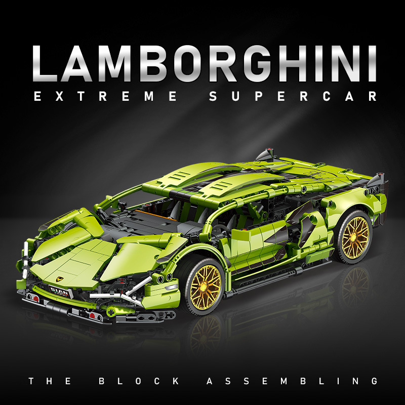 One piece free shipping compatible Lego bricks Lamborghini remote control sports car high difficulty assembled racing model toy