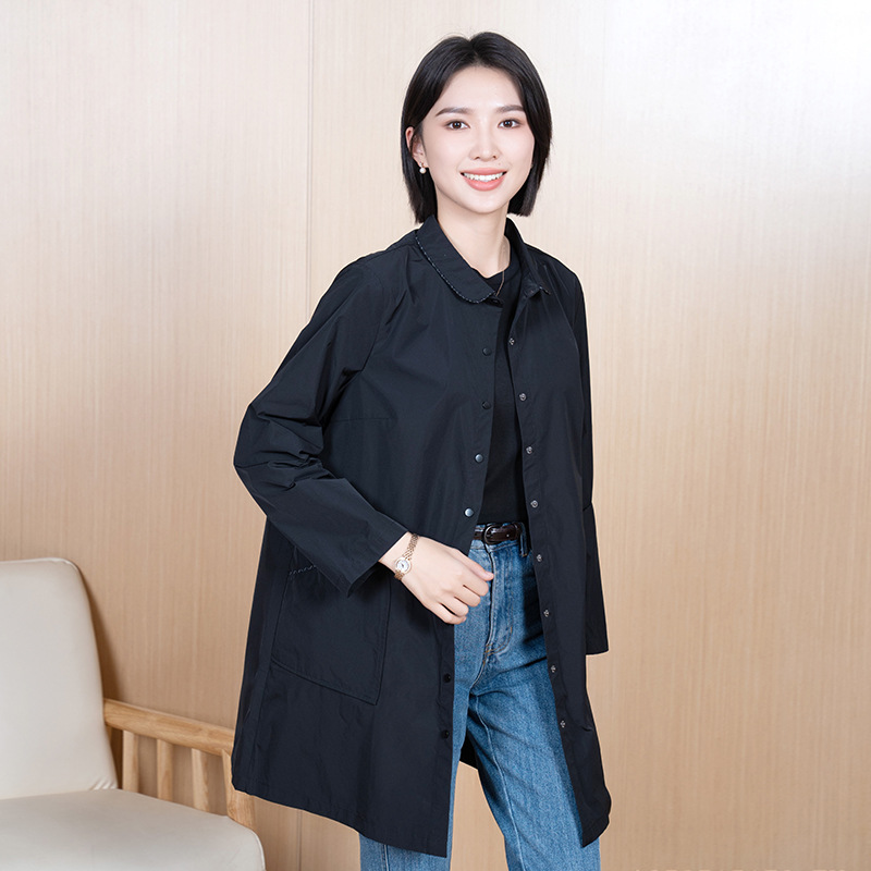 YUN Yun Medium and Long Spring and Summer Trenchcoat Women's Coat Button Loose Solid Color Casual Coat Fashion Women's Coat