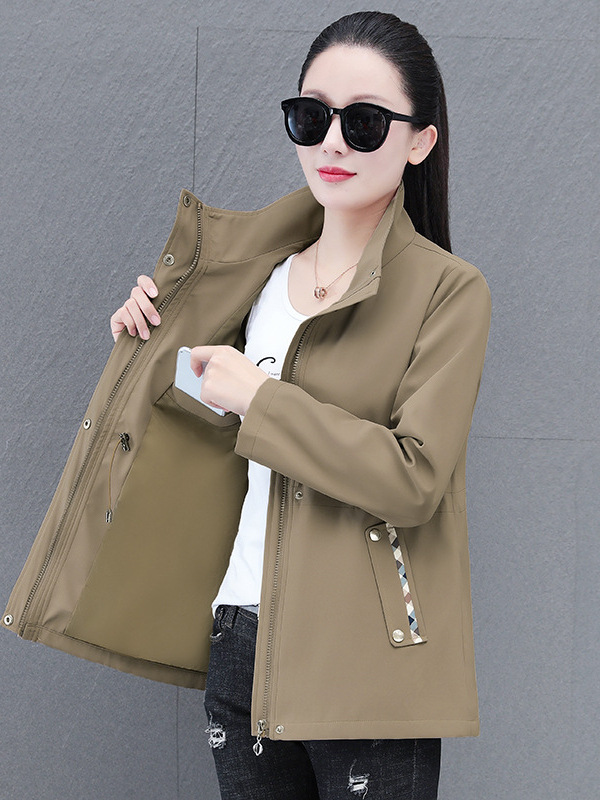 Windbreaker Casual Jacket for Women 2026 New Spring and Autumn Thin Style Versatile Fashion Mom Stand Collar Jacket Top