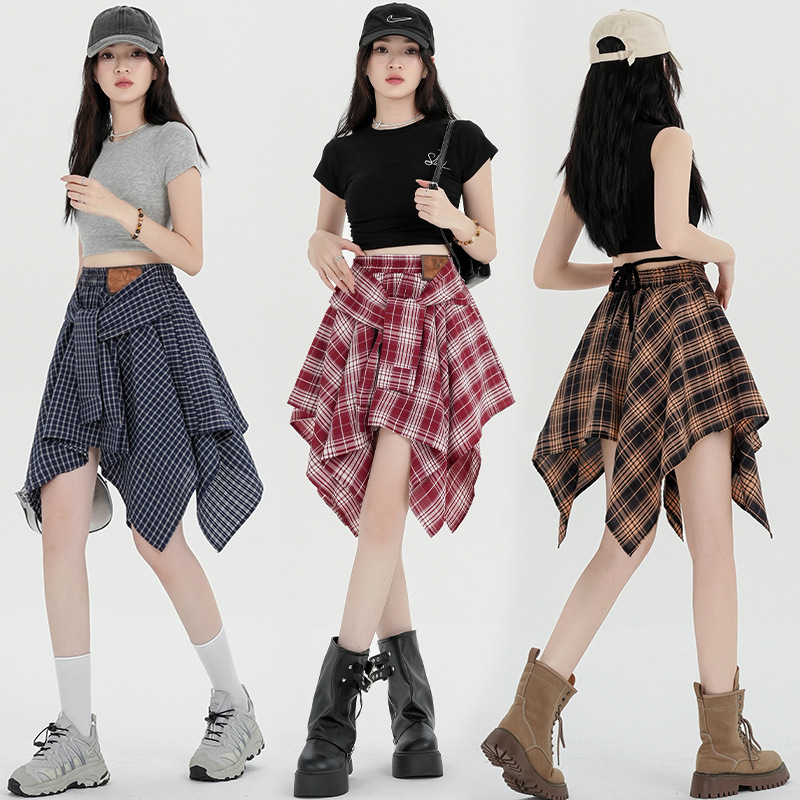 2026 Plaid Shirt Skirt, Preppy Style, High-Waisted, Slimming, Anti-Exposure, Hot Girl A-Line Short Skirt, 2026 Spring Style