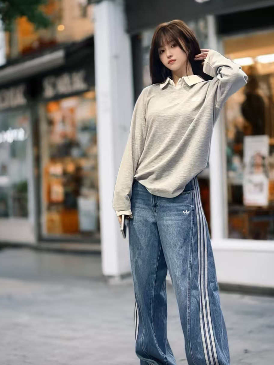 Outlet Selection | Song Yuqi's Same Style Casual Wide-Leg Straight Denim Sweatpants for Women Jn0726 QC-Foto von TAOBAO auf Qualit.ly