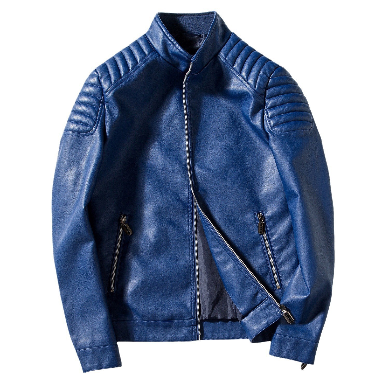 New cross-border AliExpress supply spring and autumn coat flying PU leather jacket loose trendy plus size men's leather jacket