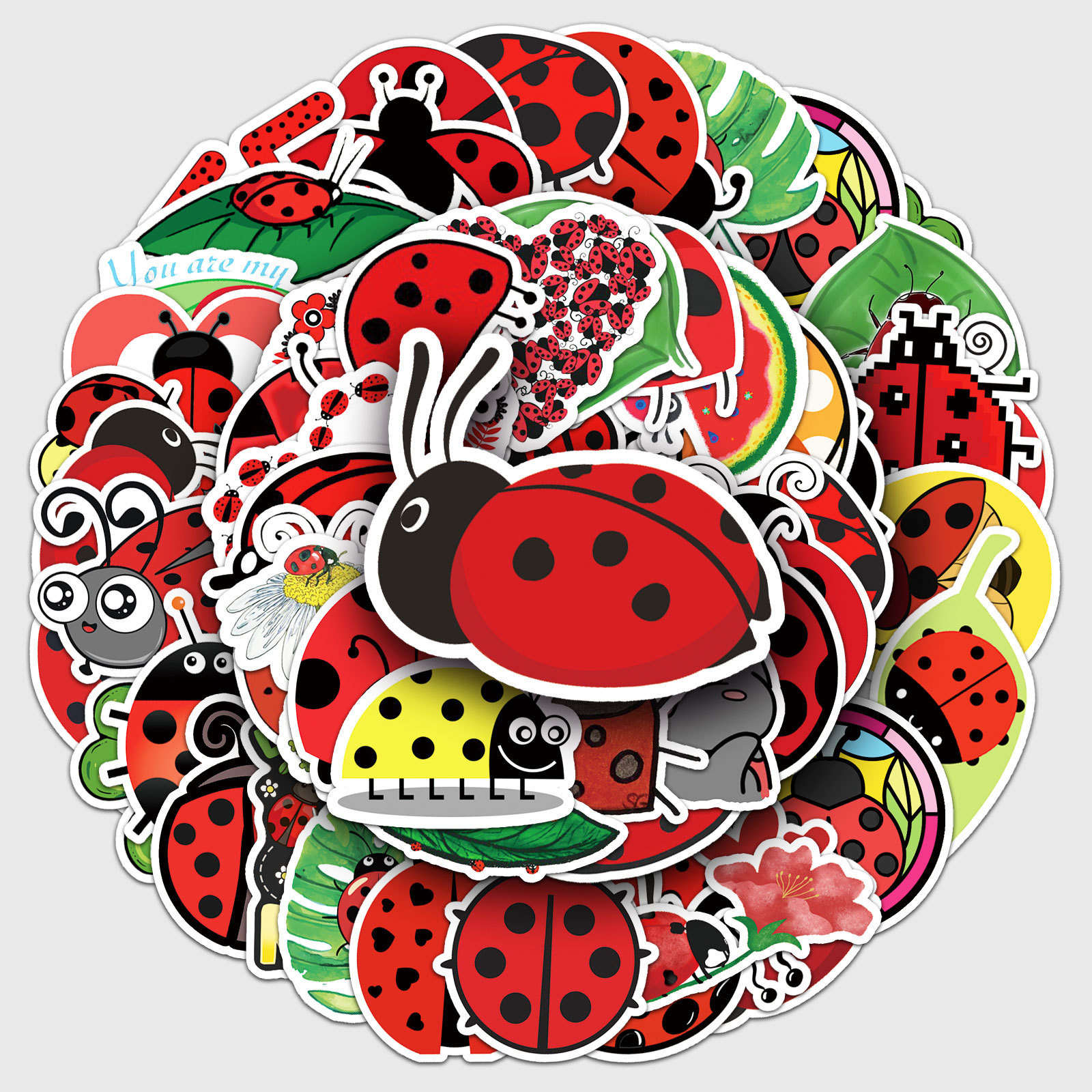50 cute ladybug cartoon ins style graffiti insect luggage scooter stationery box creative stickers