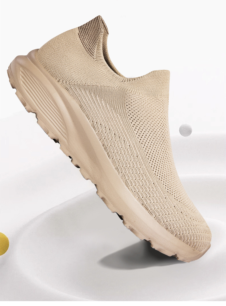 2025 Spring and Summer New Style Lazy Comfortable Soft Sole Breathable Fly Woven Mesh Casual Sports Men's Running Shoes