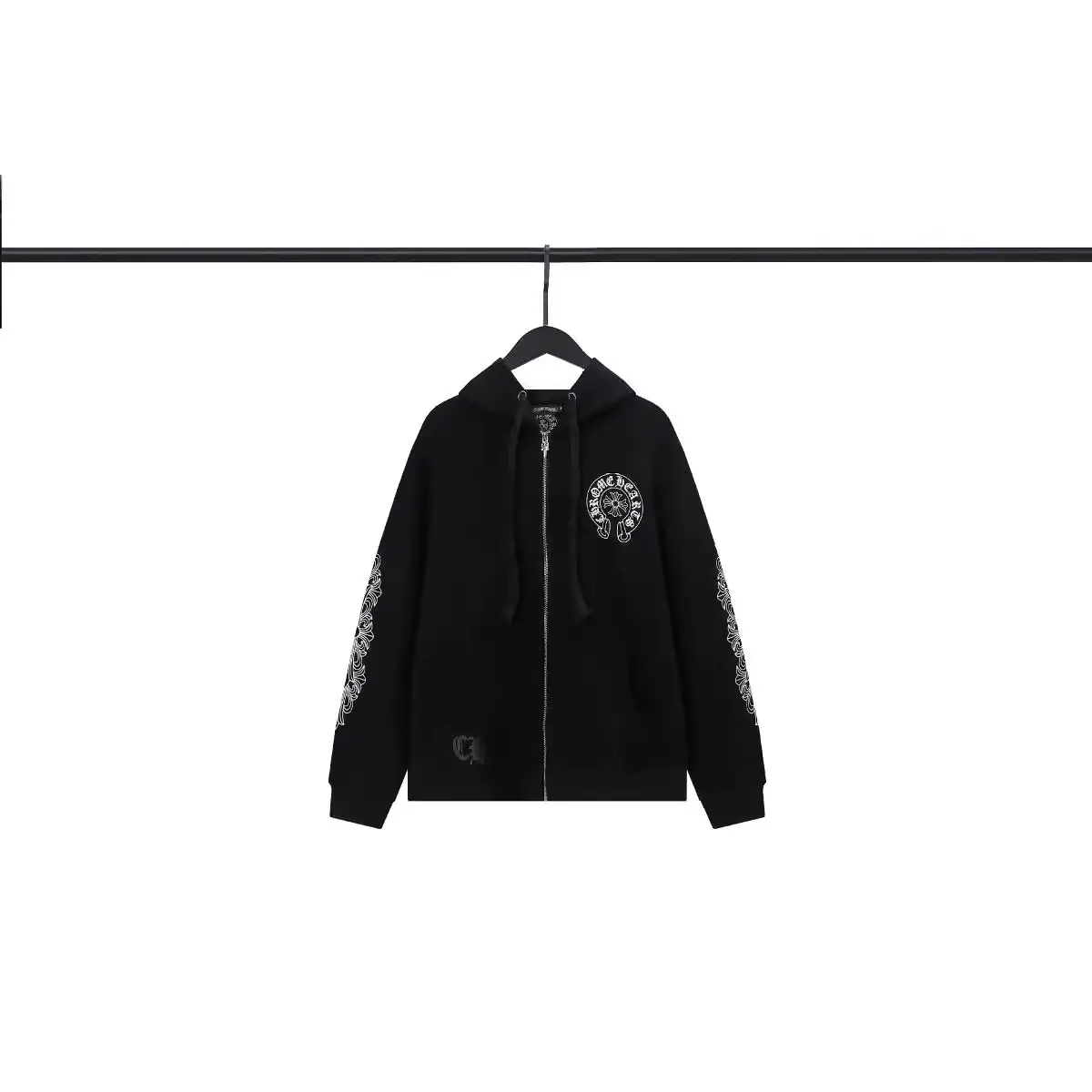 24SS CH新款经典梵文印花拉链连帽卫衣外套情侣款外套跨境专供