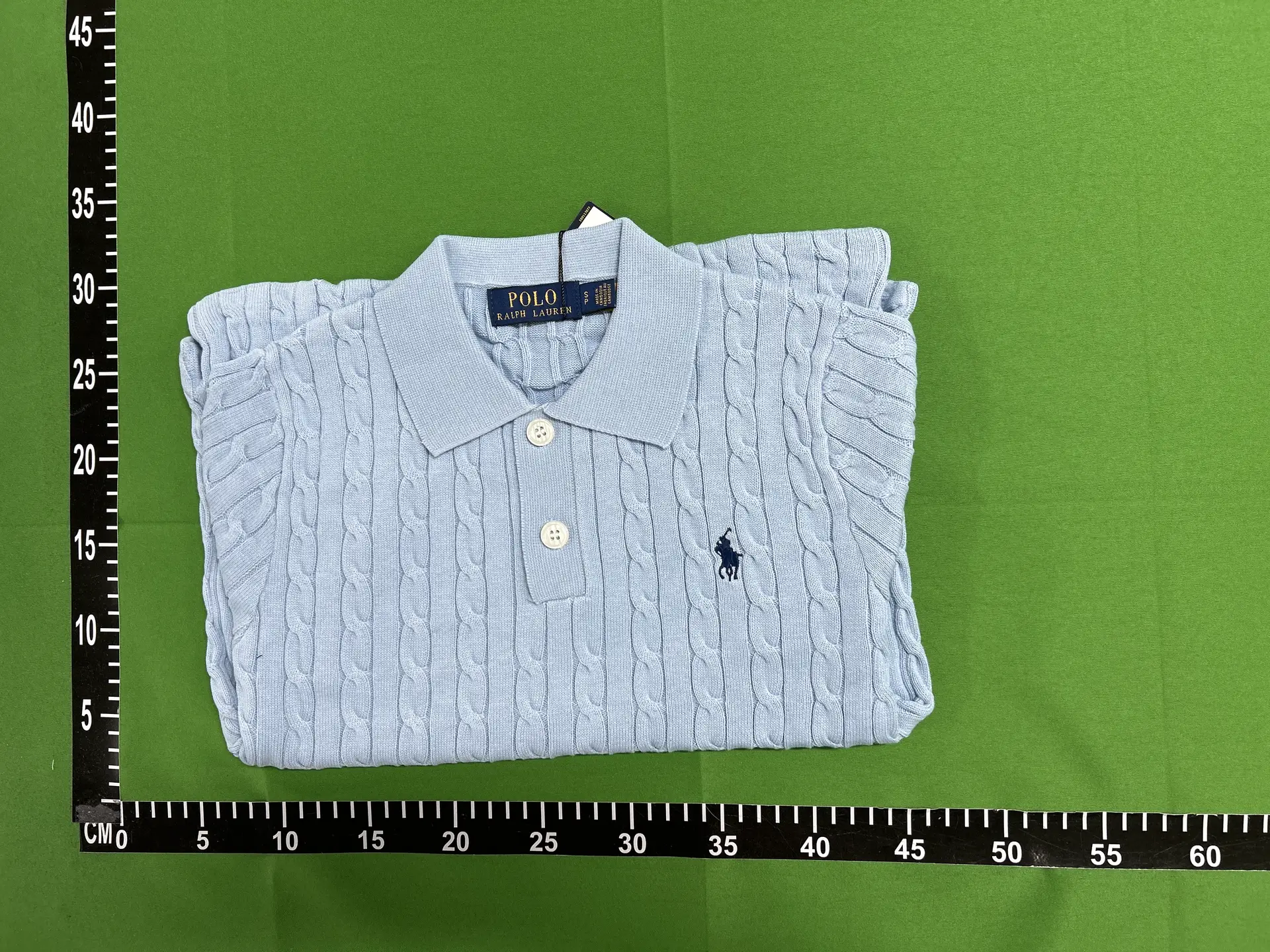 Polo Ralph Lauren Cable Knit Polo Shirt Light Blue