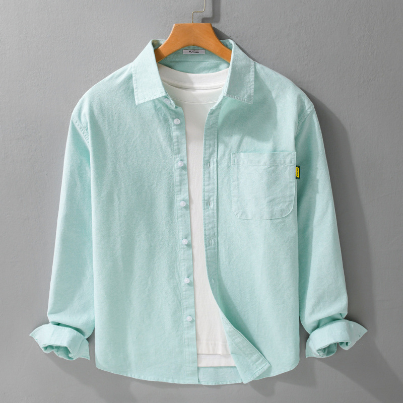Spring and Autumn Pure Cotton Oxford Long-Sleeved Shirt, Loose, Casual, Simple, Classic, Youth Pure Cotton Base Shirt 6215