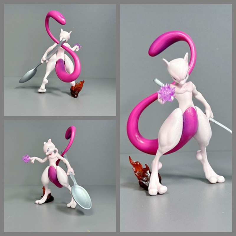 Pokémon Wild Mewtwo Holding a Spoon Desktop Doll Model Ornament Trendy Toy Figure Wholesale