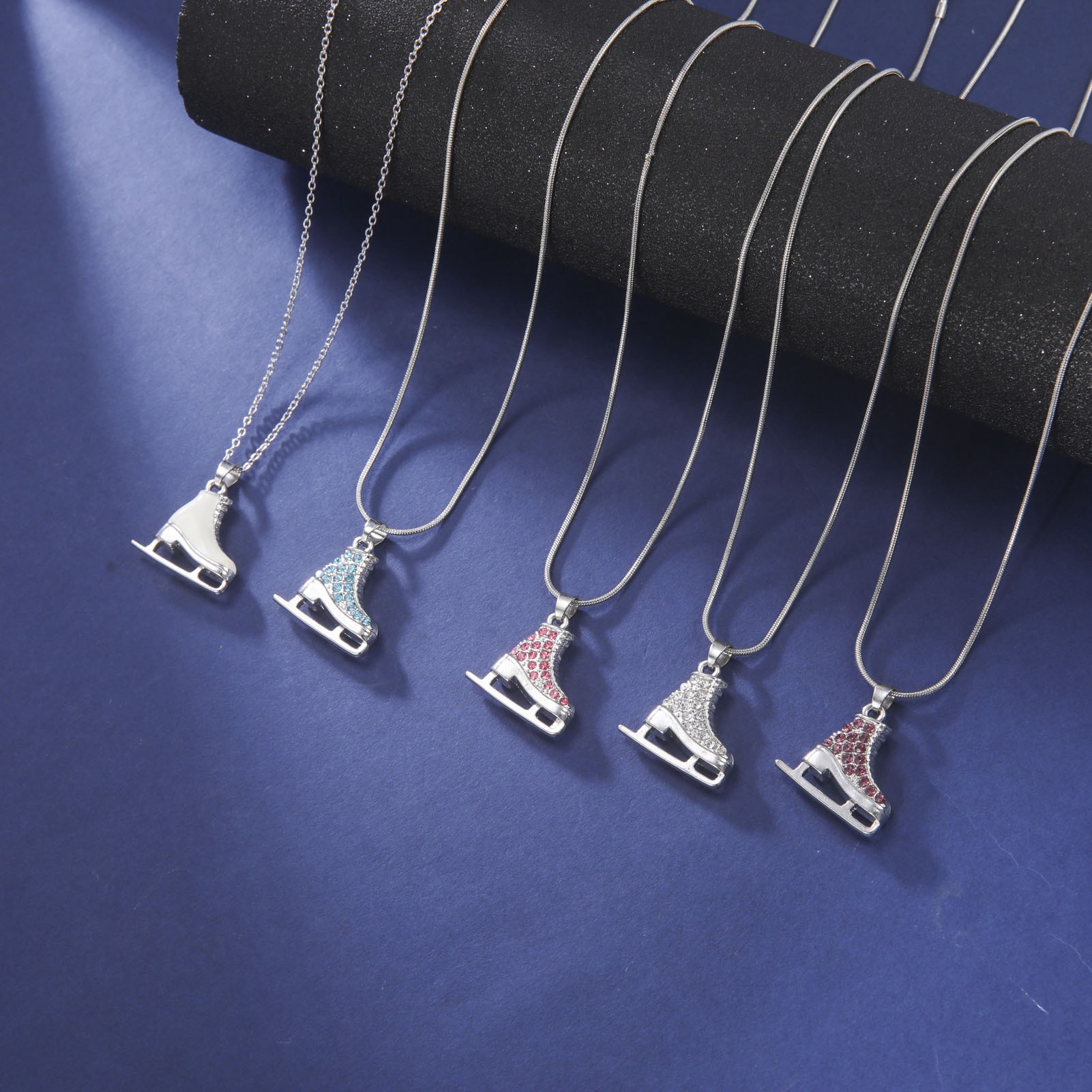 Foreign trade AliExpress cartoon jewelry autumn and winter sports Sports skating skates full diamond candy color necklace